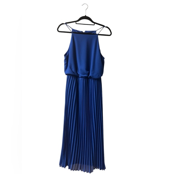 NWT Sam Edelman Blue Pleated Halter Midi Dress - Size 8 - Picture 4 of 11
